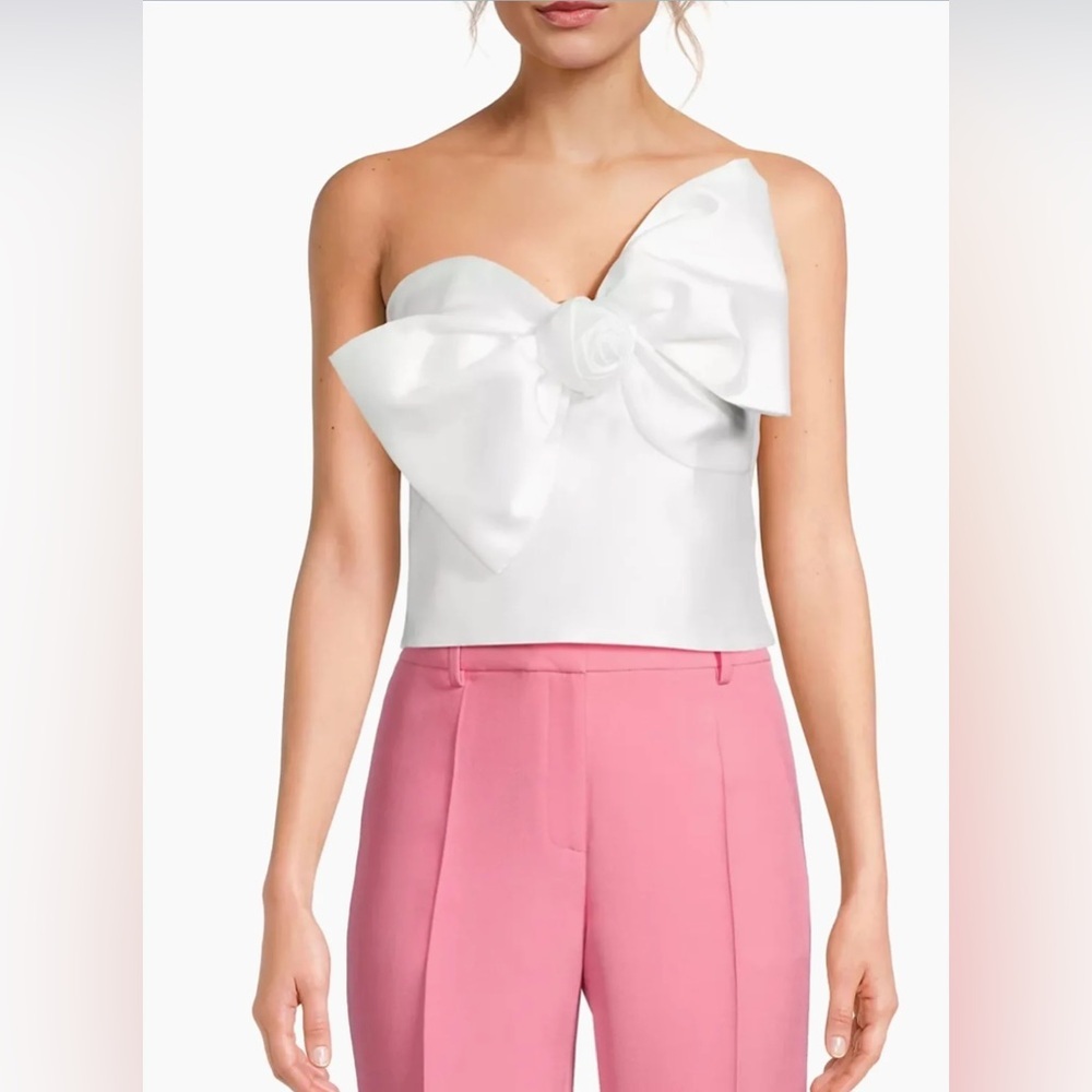 Anthropologie Hutch White Bow Strapless Top